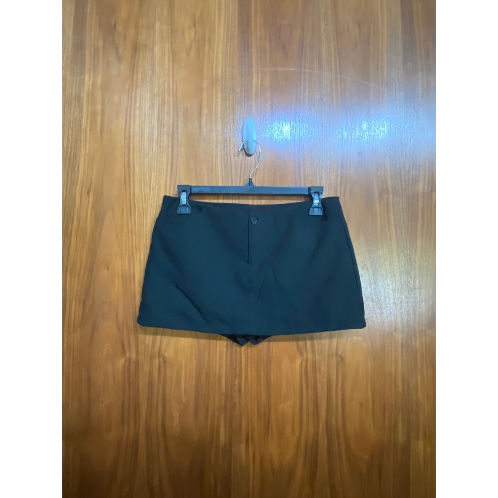 Brandy‎ Melville Black Mini Skort Women One Size Side Pockets Button Front Short